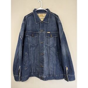 Vtg Pepe Jeans London Denim Jacket Men's 3XL Selvedge Strips Buckle Back